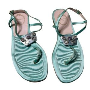 Emilio Pucci Silk and Crystal Embellished Sandals Size 38 7.5